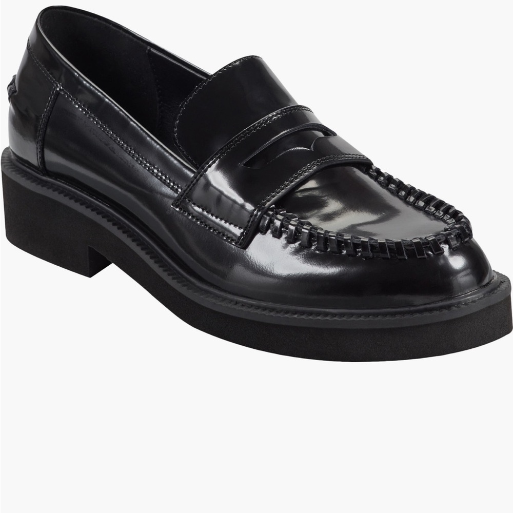 Marc Fisher Black Patent Leather Penny Loafers